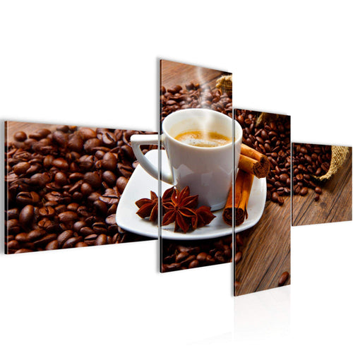 Runa Art Wandbilder Set XXL Küche KaffeeEsszimmer Küchenbilder Braun 4 Teilig - Made in Germany - 501845c