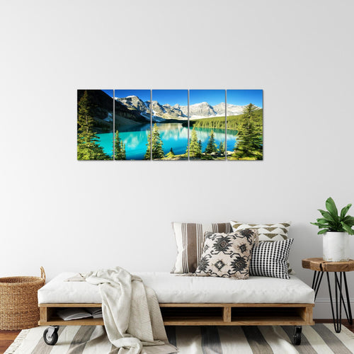 Runa Art Bild Wald See Wandbilder auf Vlies Leinwand 5 Teilig Wanddekoration Wohnzimmer Schlafzimmer 049756a