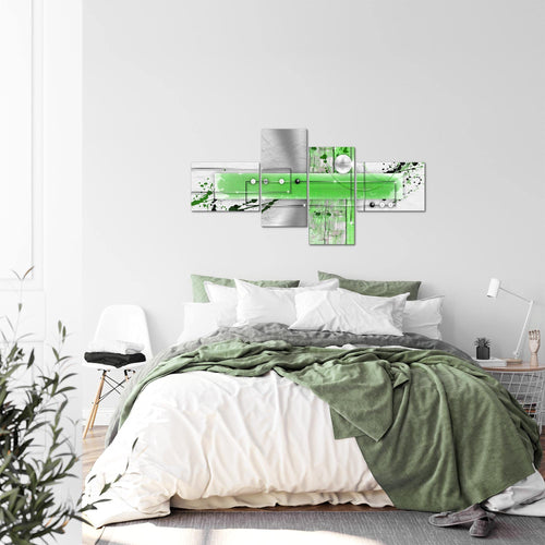 Runa Art Wandbilder Set XXL Abstrakt Wohnzimmer Grau Grün Weiss 4 Teilig - Made in Germany - 107845c