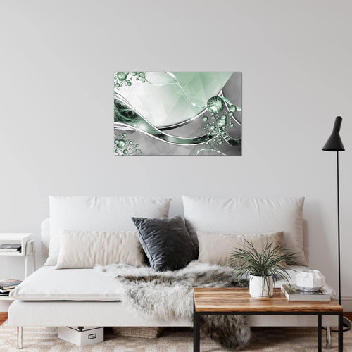 Runa Art Bild Abstrakt Modern Wandbilder Wohnzimmer 1 Teilig - Made In Germany - Diamant Silber Grün Flur 109115b