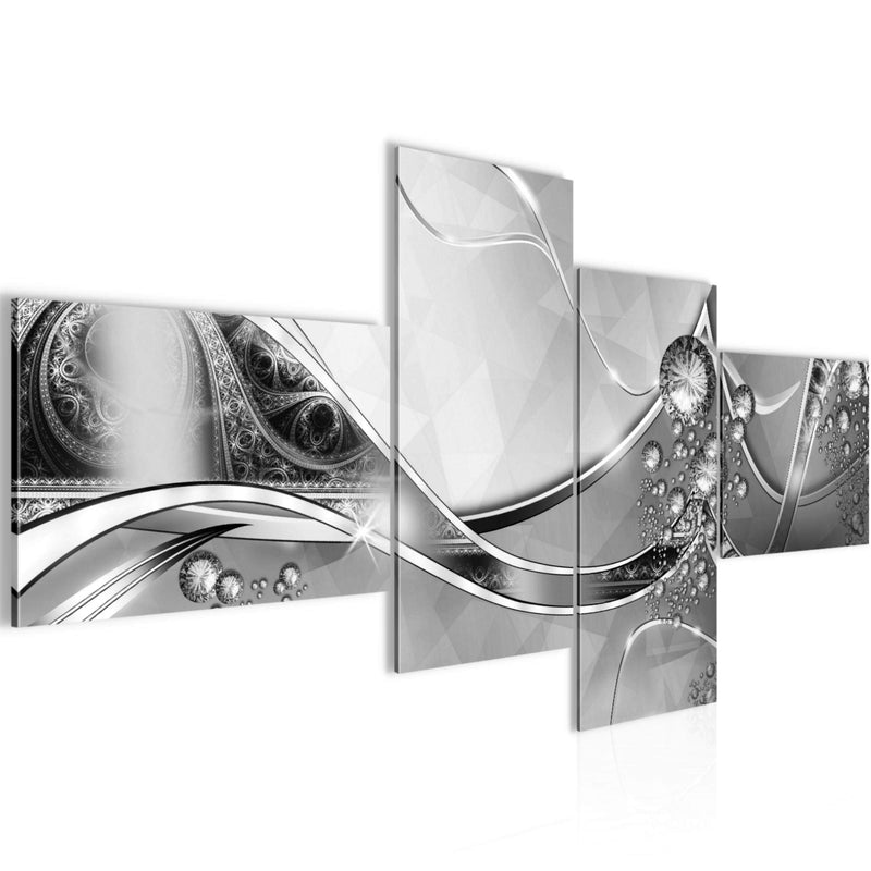 Runa Art Wandbilder Set XXL Abstrakt Wohnzimmer Schlafzimmer Schwarz Weiss Grau 4 Teilig - Made in Germany - 109145c