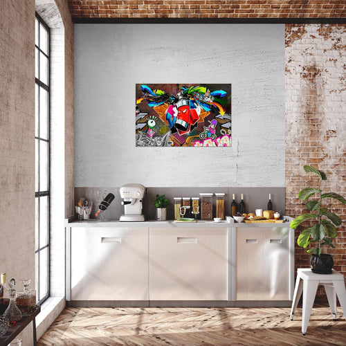 Runa Art Bild Graffiti Modern Wandbilder Loft Wohnzimmer 1 Teilig - Made In Germany - Street Art Bunt Flur 401815a