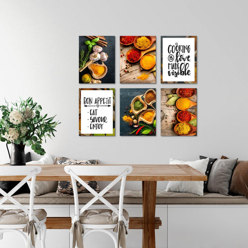 Novart Wandbilder - KEIN EXTRA RAHMEN BENÖTIGT - Esszimmer Küchenbilder - Bilder Modern Küche - Gewürze - N000465a