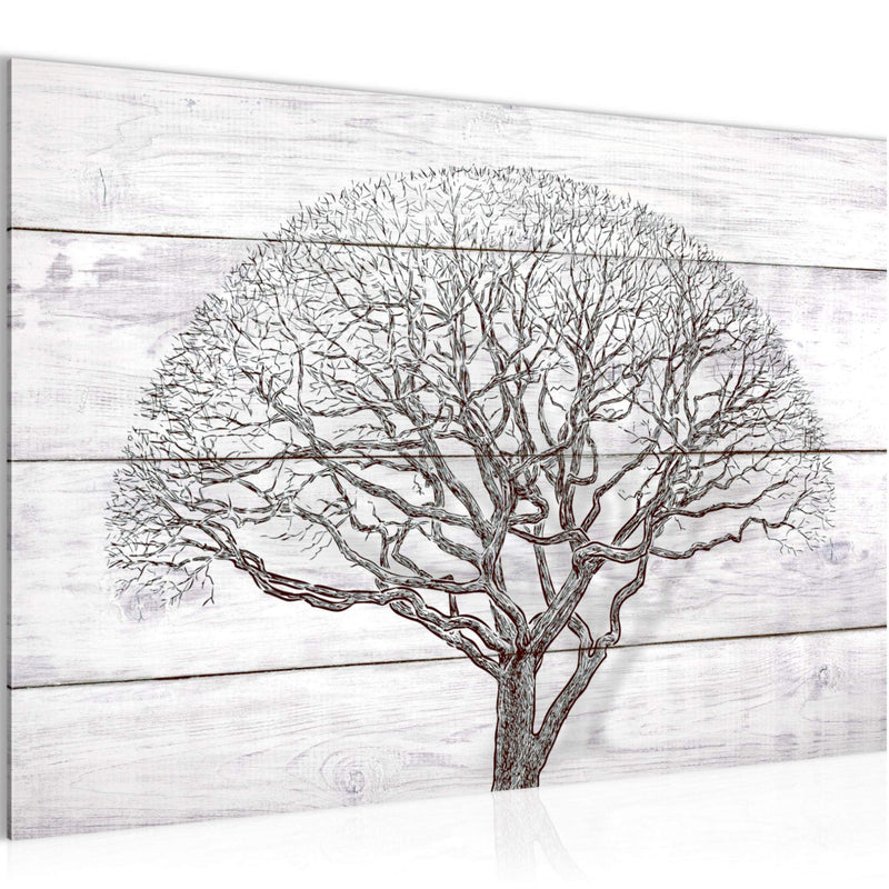 Runa Art Bild Abstrakt Baum Modern Wandbilder Wohnzimmer Schlafzimmer 1 Teilig - Made In Germany - Holz Schwarz Weiss Flur 108915b