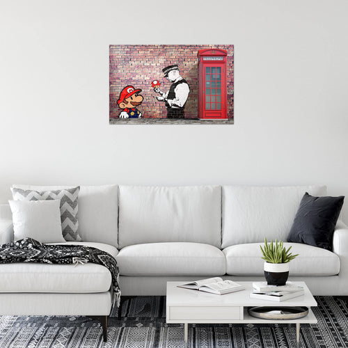 Runa Art Bild Mario And Cop Modern Wandbilder Jugendzimmer Wohnzimmer 1 Teilig - Made In Germany - Streetart Rot Braun Flur 032915a