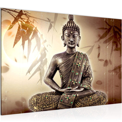 Runa Art Bild Buddha Modern Wandbilder Wohnzimmer Schlafzimmer 1 Teilig - Made In Germany - Spa Beige Braun Flur 500315a