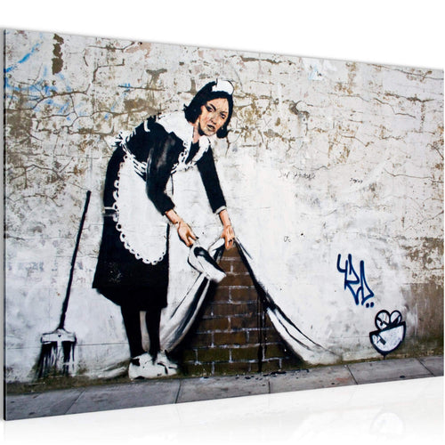 Runa Art Bild Maid Banksy Modern Wandbilder Loft Wohnzimmer 1 Teilig - Made In Germany - Street Art Braun Flur 301715a