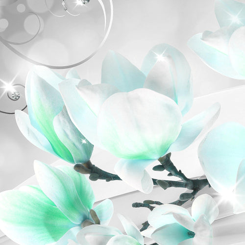 Runa Art Bild Wohnzimmer Schlafzimmer Blumen Abstrakt 5 Teilig Diamant Grau Türkis Wandbilder auf Vlies Leinwand 035353c