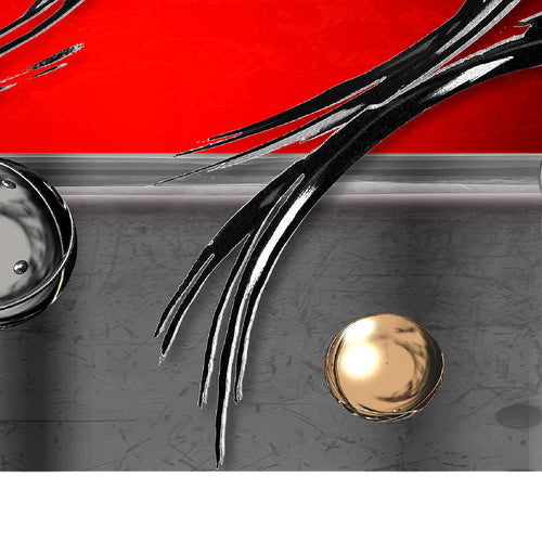 Runa Art Wandbilder Set XXL Abstrakt Wohnzimmer Schlafzimmer Grau Rot Silber 4 Teilig - Made in Germany - 109545a