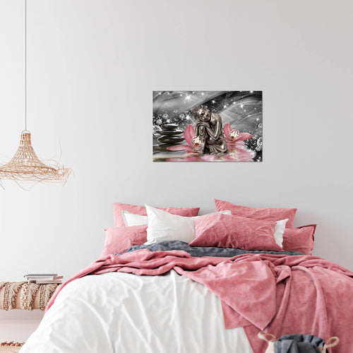 Runa Art Bild Buddha Orchidee Modern Wandbilder Wohnzimmer Schlafzimmer 1 Teilig - Made In Germany - Zen Grau Rosa Flur 505315c
