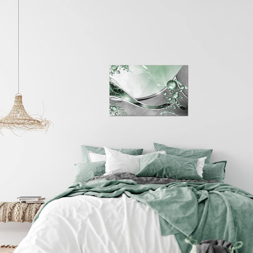 Runa Art Bild Abstrakt Modern Wandbilder Wohnzimmer 1 Teilig - Made In Germany - Diamant Silber Grün Flur 109115b
