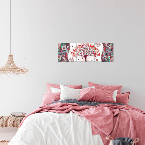Runa Art - Bilder Gustav Klimt - Baum des Lebens 120 x 40 cm 3 Teilig Wandbild auf Vlies Leinwand Rosa Mehrteilig Modern 004633c
