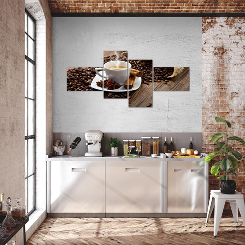 Runa Art Wandbilder Set XXL Küche KaffeeEsszimmer Küchenbilder Braun 4 Teilig - Made in Germany - 501845a