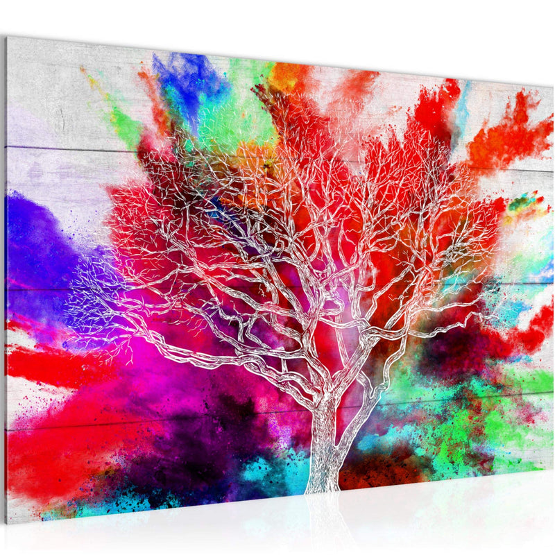 Runa Art Bild Abstrakt Baum Modern Wandbilder Wohnzimmer Schlafzimmer 1 Teilig - Made In Germany - Bunt Rot Lila Flur 108915c