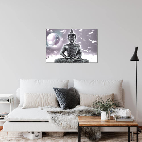 Runa Art Bild Buddha Feng Shui Modern Wandbilder Wohnzimmer Schlafzimmer 1 Teilig - Made In Germany - Zen Grau Rosa Flur 501015c