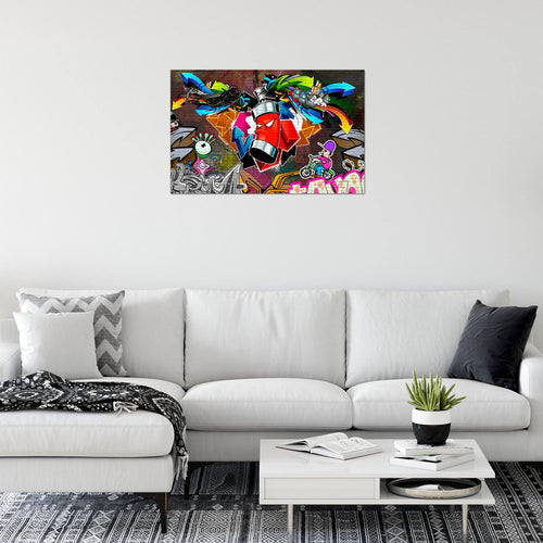 Runa Art Bild Graffiti Modern Wandbilder Loft Wohnzimmer 1 Teilig - Made In Germany - Street Art Bunt Flur 401815a