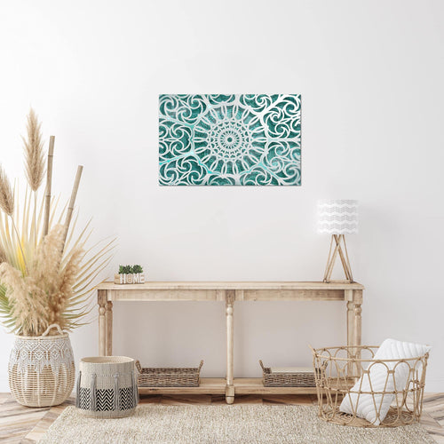 Runa Art Bild Mandala Abstrakt Modern Wandbilder Wohnzimmer Schlafzimmer 1 Teilig - Made In Germany - Orientalisch Türkis Grau Flur 109615b