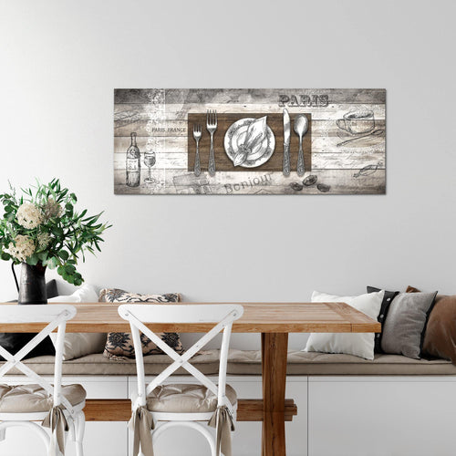 Runa Art Wandbild Küche Abstrakt 1 Teilig 100 x 40 cm Modern Bild auf Vlies Leinwand Kaffee Esszimmer Küchenbilder Grau 038112c