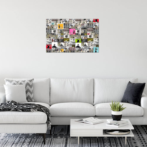 Runa Art Bild Collage Banksy Modern Wandbilder Loft Wohnzimmer 1 Teilig - Made In Germany - Street Art Bunt Flur 302715a