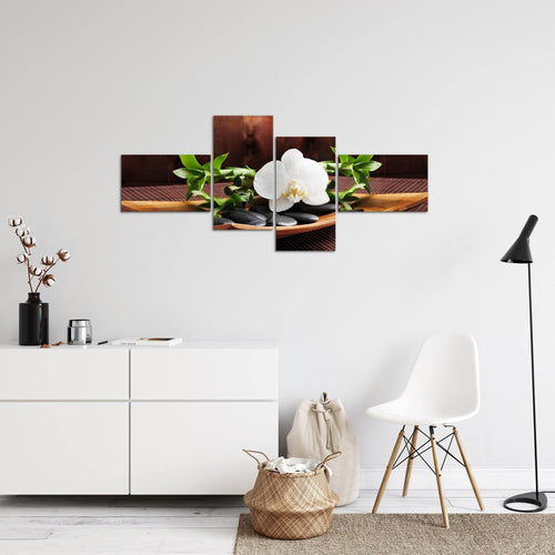 Runa Art Wandbilder Set XXL Feng Shui OrchideeWohnzimmer Schlafzimmer Braun Grün 4 Teilig - Made in Germany - 502345a