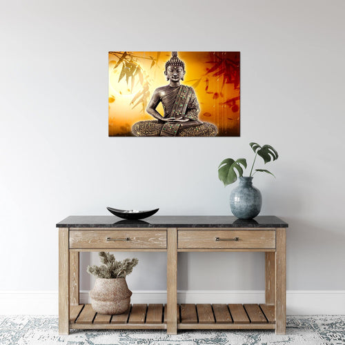 Runa Art Bild Buddha Modern Wandbilder Wohnzimmer Schlafzimmer 1 Teilig - Made In Germany - Relax zen Orange Flur 500315b