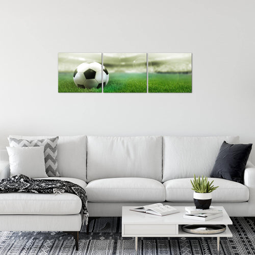 Runa Art - Bilder Fussball 120 x 40 cm 3 Teilig Wandbild auf Vlies Leinwand Grün Mehrteilig Modern 402433c