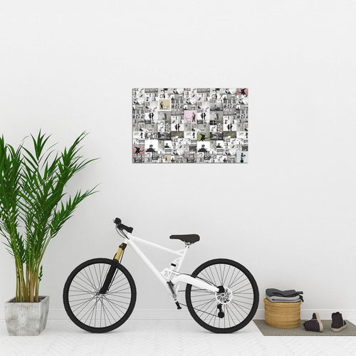 Runa Art Bild Collage Banksy Modern Wandbilder Loft Wohnzimmer 1 Teilig - Made In Germany - Street Art Grau Flur 302715b