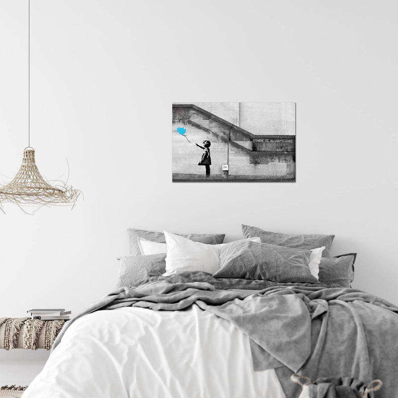 Runa Art Bild Banksy Ballon Girl Modern Wandbilder Loft Wohnzimmer 1 Teilig - Made in Germany - Street Art Red Flur 301614a