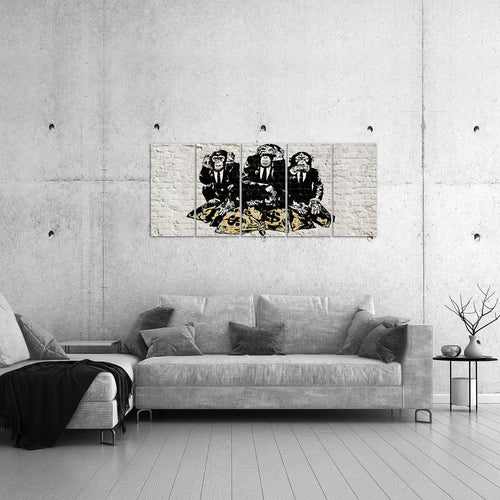Runa Art Bild Street Art Affen Wandbilder auf Vlies Leinwand 5 Teilig Wanddekoration Loft Wohnzimmer 303456a