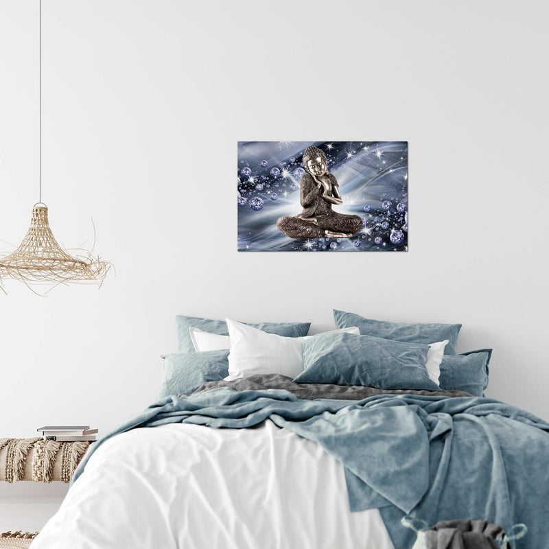 Runa Art Bild Buddha Feng Shui Modern Wandbilder Wohnzimmer Schlafzimmer 1 Teilig - Made In Germany - Abstrakt Blau Grau Flur 505415b