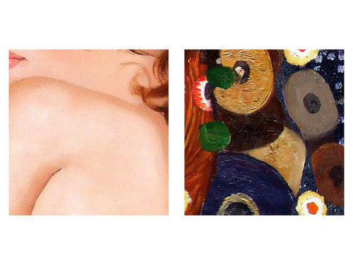 Runa Art Bild Wohnzimmer Gustav Klimt Mutter und Kind 5 Teilig Frau Braun Wandbilder auf Vlies Leinwand 700253a