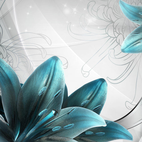 Runa Art Wandbilder Blumen Lilien 5 Teilig Bild auf Vlies Leinwand Deko Wohnzimmer Abstrakt Grau Blau 036852c