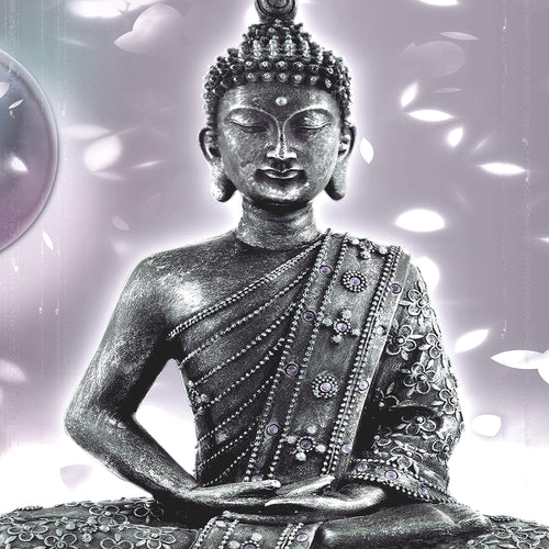 Runa Art Bild Buddha Feng Shui Modern Wandbilder Wohnzimmer Schlafzimmer 1 Teilig - Made In Germany - Zen Grau Rosa Flur 501015c