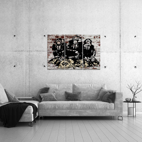 Runa Art Wandbilder Street Art Affen Bild XXL Loft Wohnzimmer Braun Duke of Lancaster UK 120 x 80 cm 3 Teilig 303431c