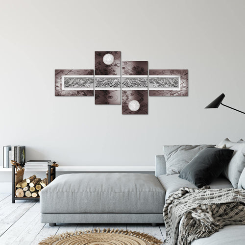Runa Art Wandbilder Set XXL Abstrakt Wohnzimmer Schlafzimmer Grau Rosa 4 Teilig - Made in Germany - 102345c