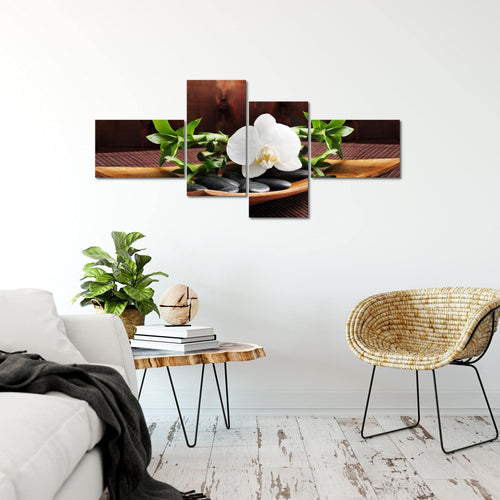 Runa Art Wandbilder Set XXL Feng Shui OrchideeWohnzimmer Schlafzimmer Braun Grün 4 Teilig - Made in Germany - 502345a