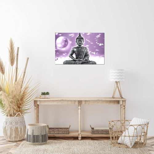 Runa Art Bild Buddha Feng Shui Modern Wandbilder Wohnzimmer Schlafzimmer 1 Teilig - Made In Germany - Relax Violett Lila Flur 501015a