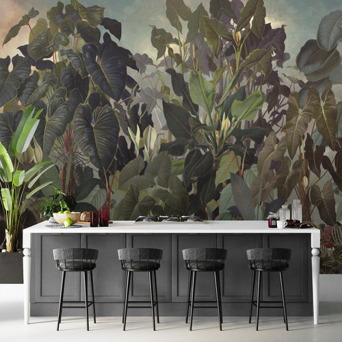 Novart Fototapeten 396 x 280 cm Dschungel - Vlies Wanddekoration Wohnzimmer Schlafzimmer - Deutsche Manufaktur - tropische Blätter Grün N9126012a