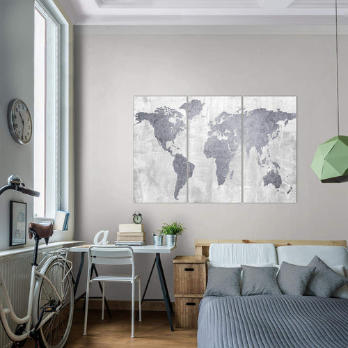 Runa Art Wandbilder Weltkarte Bild XXL Büro Wohnzimmer Rosa Kontinente Beton 120 x 80 cm 3 Teilig 104331a