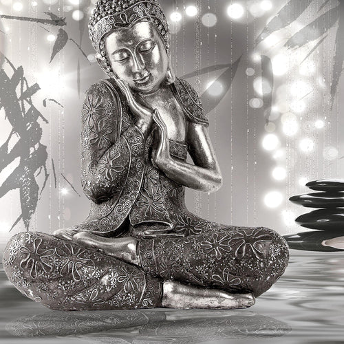 Runa Art Bild Buddha Feng Shui Modern Wandbilder Wohnzimmer Schlafzimmer 1 Teilig - Made In Germany - Meditation Schwarz Weiss Flur 503415b