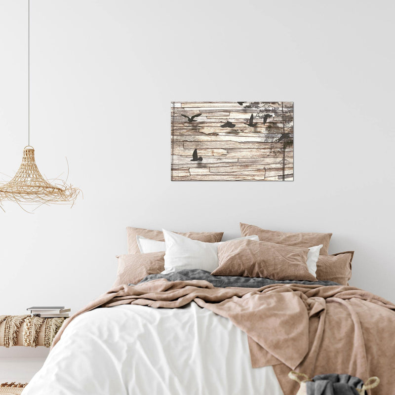 Runa Art Bild Vintage Vogel Modern Wandbilder Wohnzimmer Schlafzimmer 1 Teilig - Made In Germany - Abstrakt Beige Grau Flur 108515a