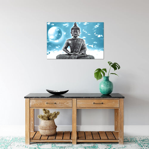 Runa Art Bild Buddha Feng Shui Modern Wandbilder Wohnzimmer Schlafzimmer 1 Teilig - Made In Germany - Wellness Spa Türkis Flur 501015b