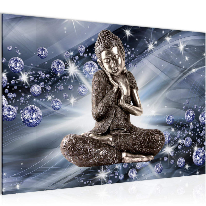 Runa Art Bild Buddha Feng Shui Modern Wandbilder Wohnzimmer Schlafzimmer 1 Teilig - Made In Germany - Abstrakt Blau Grau Flur 505415b