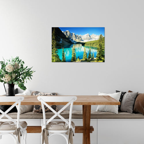 Runa Art Bild Wald See Modern Wandbilder Wohnzimmer Schlafzimmer 1 Teilig - Made In Germany - Natur Grün Blau Flur 049715a