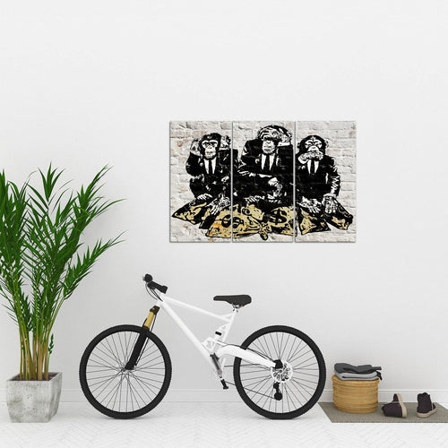 Runa Art Wandbilder Street Art Affen Bild XXL Loft Wohnzimmer Grau Duke of Lancaster UK 120 x 80 cm 3 Teilig 303431a