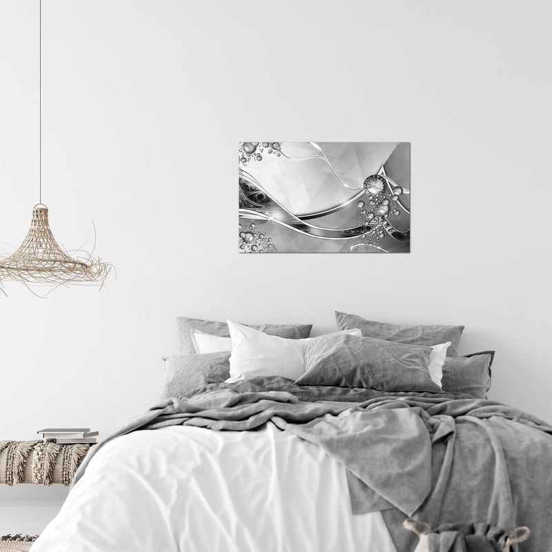 Runa Art Bild Abstrakt Modern Wandbilder Wohnzimmer 1 Teilig - Made In Germany - Schwarz Weiss Grau Flur 109115c