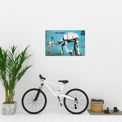 Runa Art Bild I am your Father Modern Wandbilder Loft Wohnzimmer 1 Teilig - Made In Germany - Street Art Graffiti Blau Flur 302015b