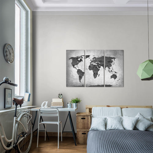 Runa Art Wandbilder Weltkarte Bild XXL Büro Wohnzimmer Bunt Länder Modern 120 x 80 cm 3 Teilig 107631a
