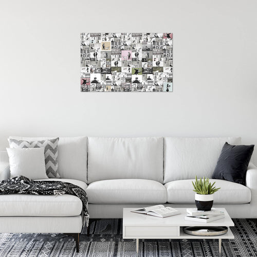 Runa Art Bild Collage Banksy Modern Wandbilder Loft Wohnzimmer 1 Teilig - Made In Germany - Street Art Grau Flur 302715b
