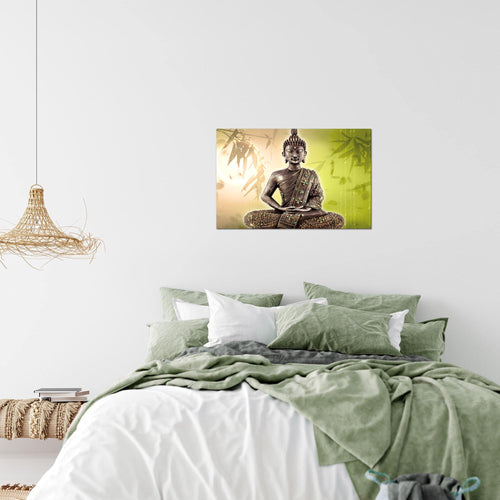 Runa Art Bild Buddha Modern Wandbilder Wohnzimmer Schlafzimmer 1 Teilig - Made In Germany - Feng Shui Beige Flur 500315c